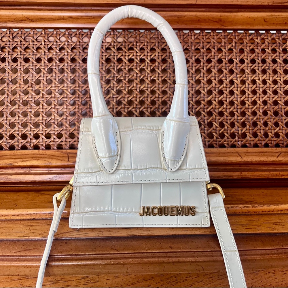 Jacquemus Le Chiquito White Croc Embossed Leather Mini Bag & dustbag NWOT - Picture 10 of 15